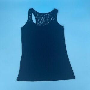 Artisan NY Navy Tank Top Wth Lace Detail